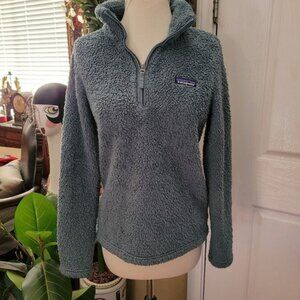 Women's Patagonia Jacket Sweatshirt Sweater Size XS Fleece Green Blue popover
